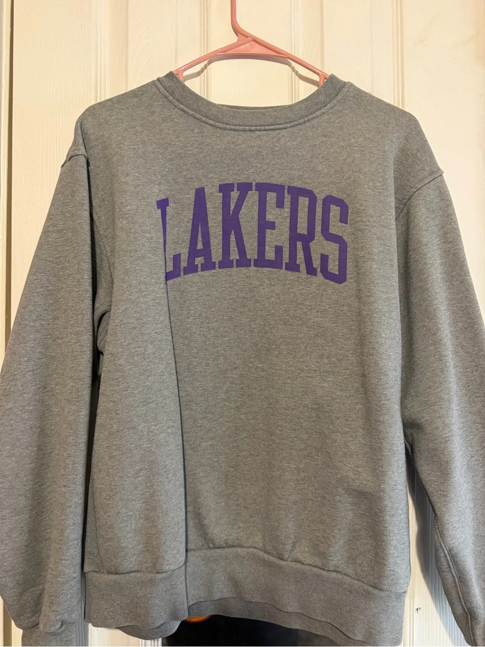 NBA Gray Crewneck Sweatshirt with Purple Lakers Print
